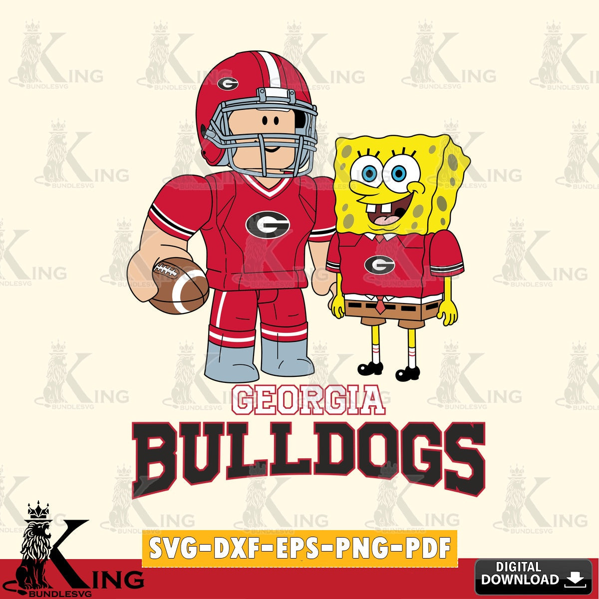 Georgia Bulldogs Roblox & Spongebob Football SVG file , NCAA Cricut,  File cut , Digital Download , PDF File