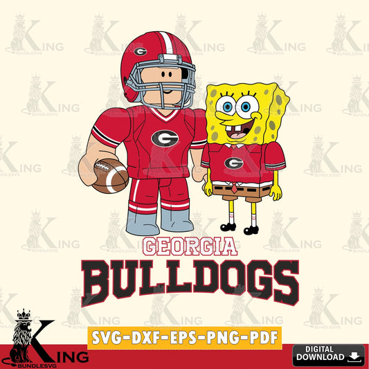 Georgia Bulldogs Roblox & Spongebob Football SVG file , NCAA Cricut,  File cut , Digital Download , PDF File