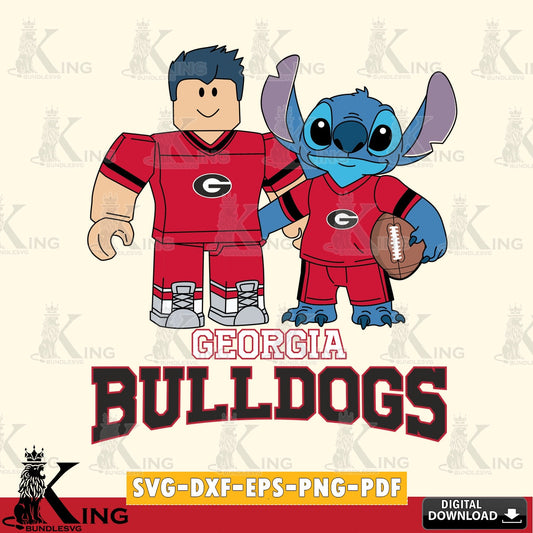 Georgia Bulldogs Roblox & Stitch Football SVG file , NCAA Cricut,  File cut , Digital Download , PDF File