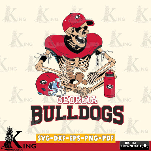 Printable art of Georgia Bulldogs skeleton player football, digital file for silhouette cameo and cricut projects