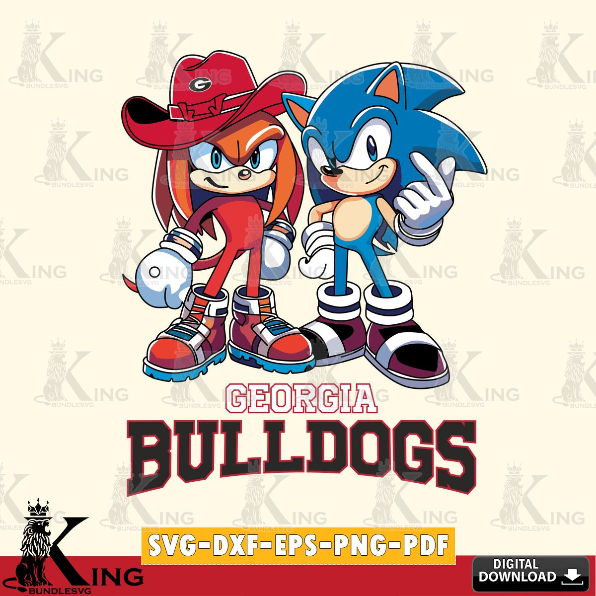 Georgia Bulldogs Sonic & Knuckles Football Mascot SVG file, Vector , Digital Download , PDF File , Instant Download