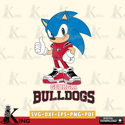 Modern graphic depicting a Georgia Bulldogs Sonic Like Football, vector art for engraving, cutting, and printing