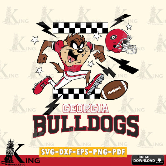 Georgia Bulldogs Taz Football Lightning SVG file, Cut file  , Digital Download , Instant Download, Taz svg, NCAA svg