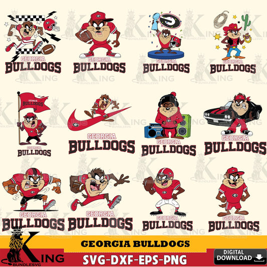 Georgia Bulldogs Taz Football NCAA Bundle SVG file, Cut file  , Digital Download , Instant Download, Taz svg, NCAA svg