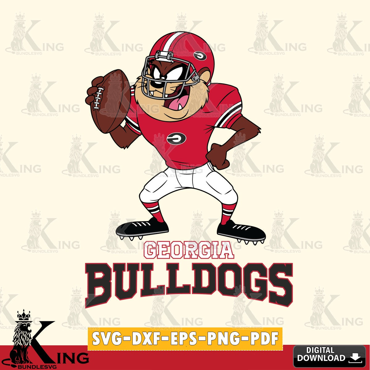 Georgia Bulldogs Taz Football Player SVG file, Cut file  , Digital Download , Instant Download, Taz svg, NCAA svg