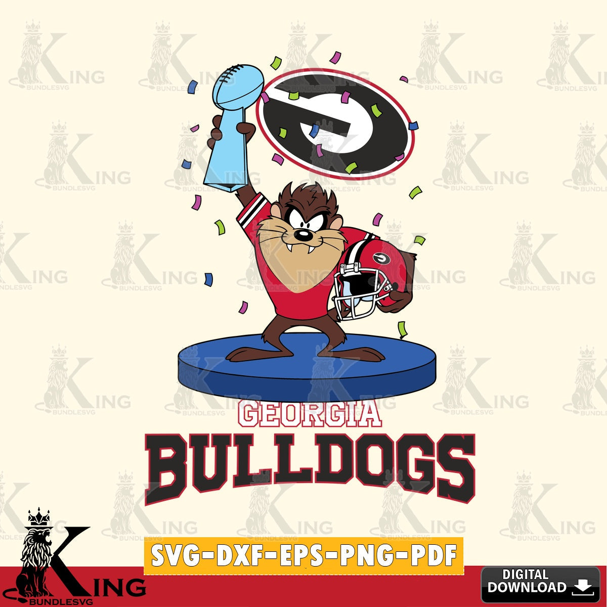 Georgia Bulldogs Taz Trophy Podium SVG file, Cut file  , Digital Download , Instant Download, Taz svg, NCAA svg