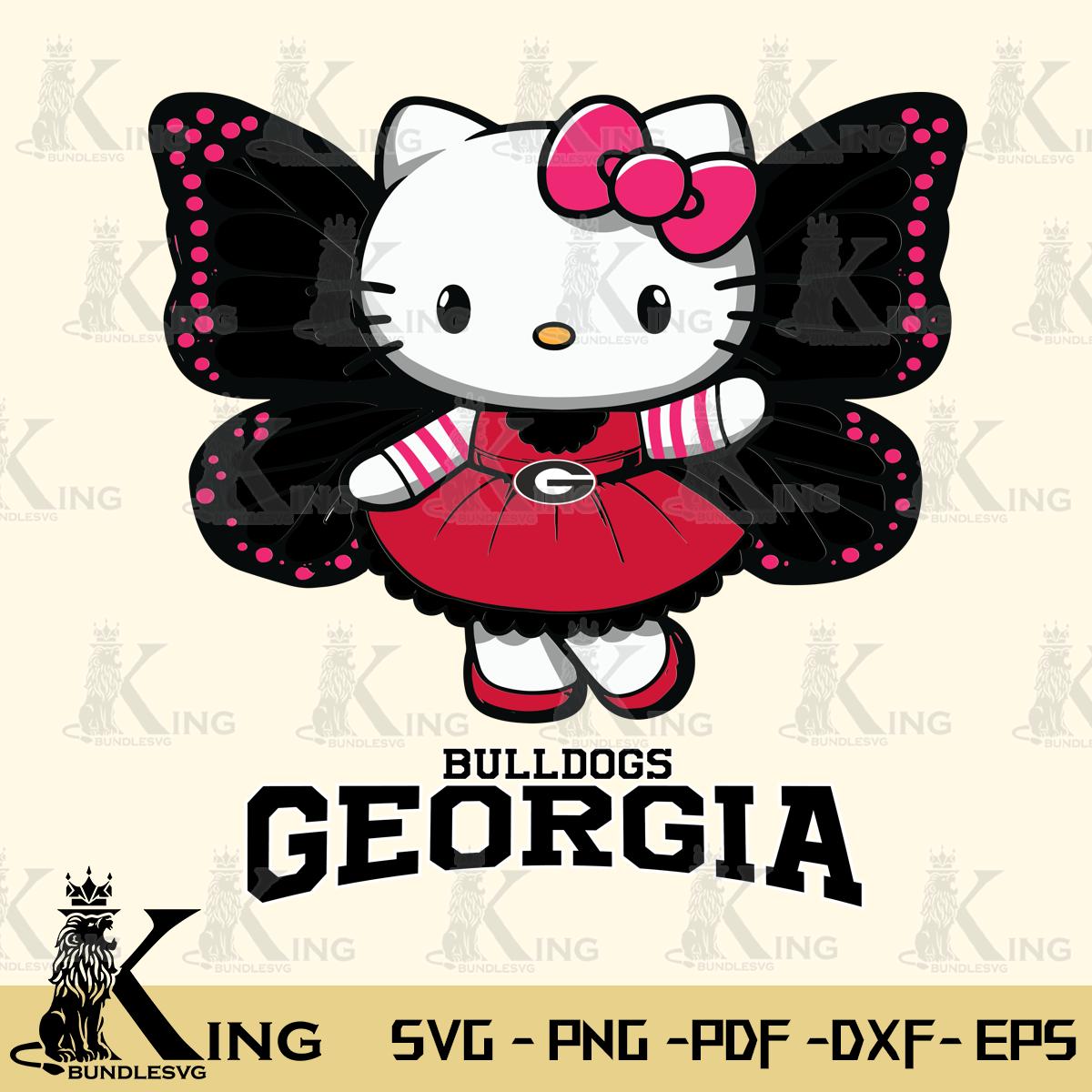 Georgia Bulldogs Whimsical Kitty Wings Svg Eps Dxf Png File, Digital Download