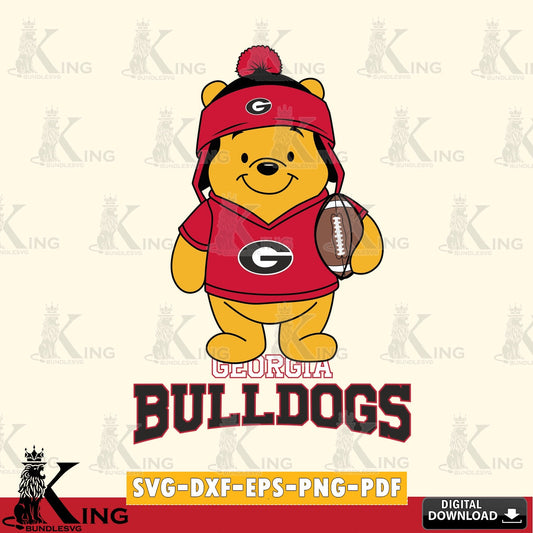 Beautiful illustration of Georgia Bulldogs Winnie the Pooh player Football for Cricut and Silhouette cutting.