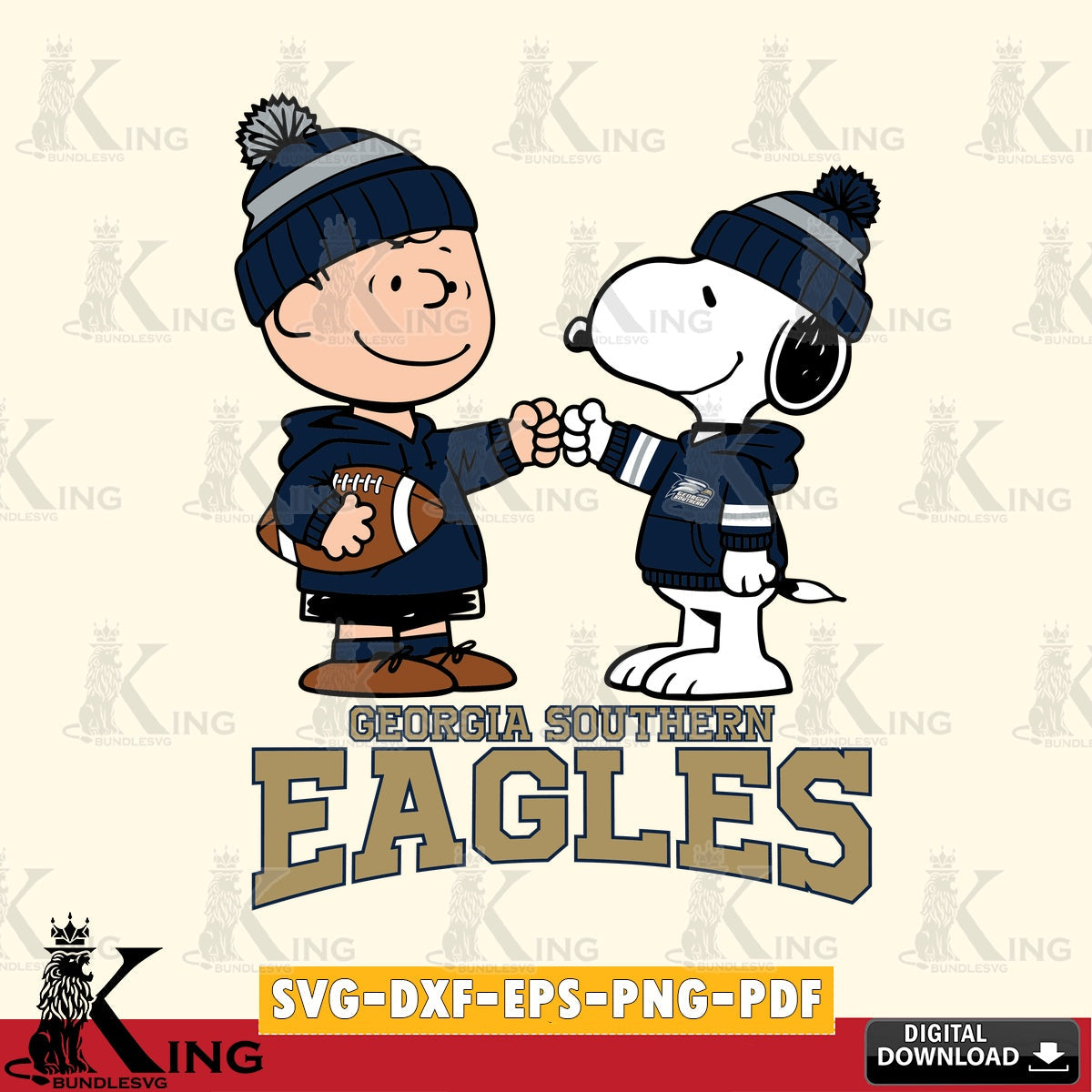 Georgia Southern Eagles CharlieBrown Football Fist Bump SVG, Cricut, Cut file  , Digital Download , Instant Download, Peanuts svg, NCAA svg, Football svg, Sport svg