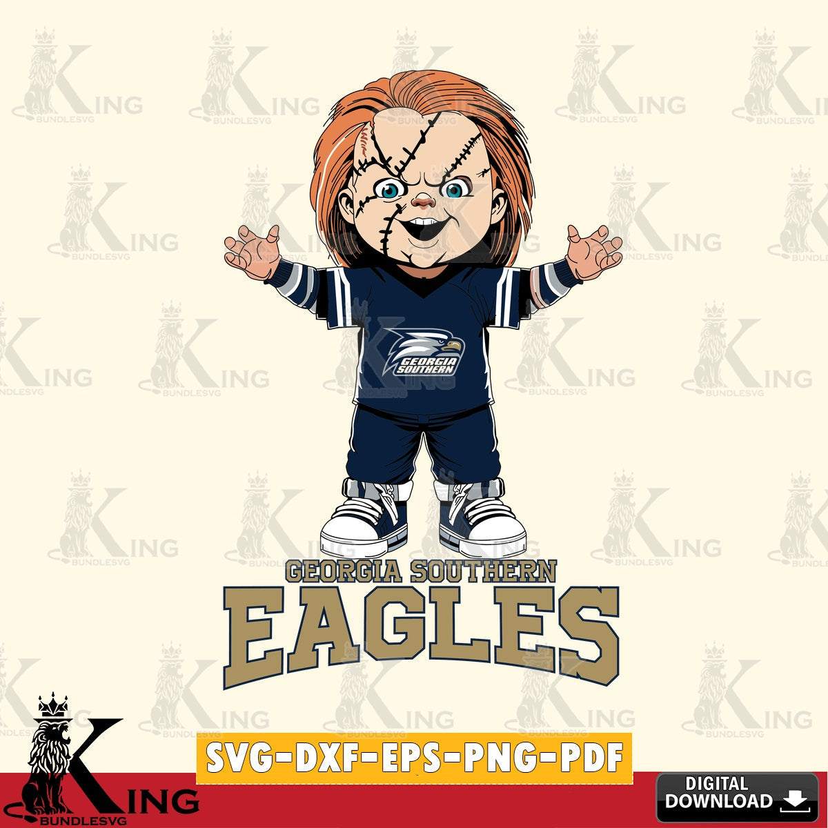 Beautiful illustration of a Georgia Southern Eagles Chucky Football, cut file ideal for vinyl projects and T-shirt printing