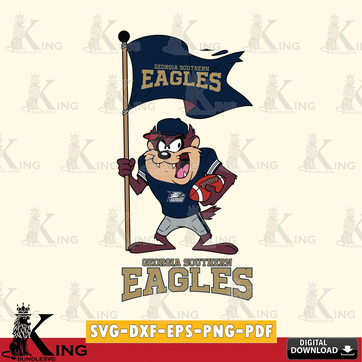 Georgia Southern Eagles Football Taz Flag Art SVG file, Cut file  , Digital Download , Instant Download, Taz svg, NCAA svg