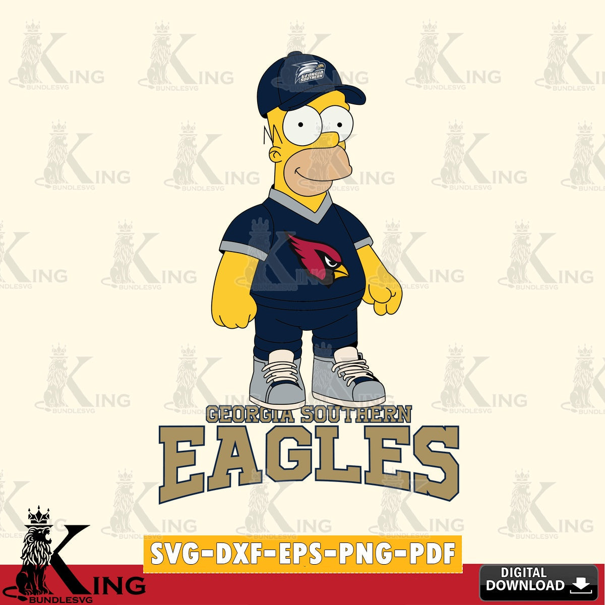 High-quality graphic of Georgia Southern Eagles Homer Simpson football, versatile clip art for stickers, decals, and mugs.