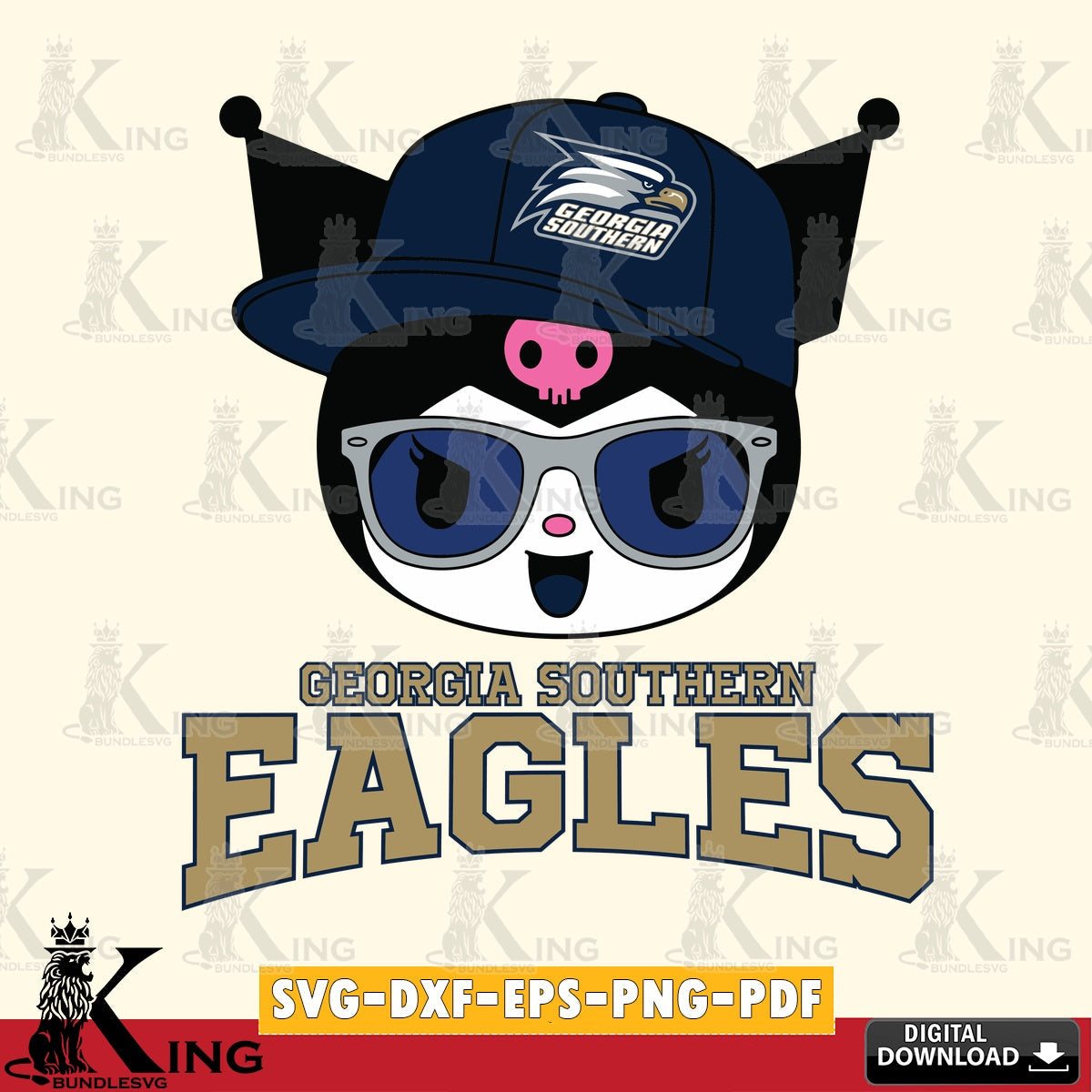 Georgia Southern Eagles Kuromi Football Cool SVG file, Cricut, Cut file  , Digital Download , Instant Download, Sanrio svg, Clipart