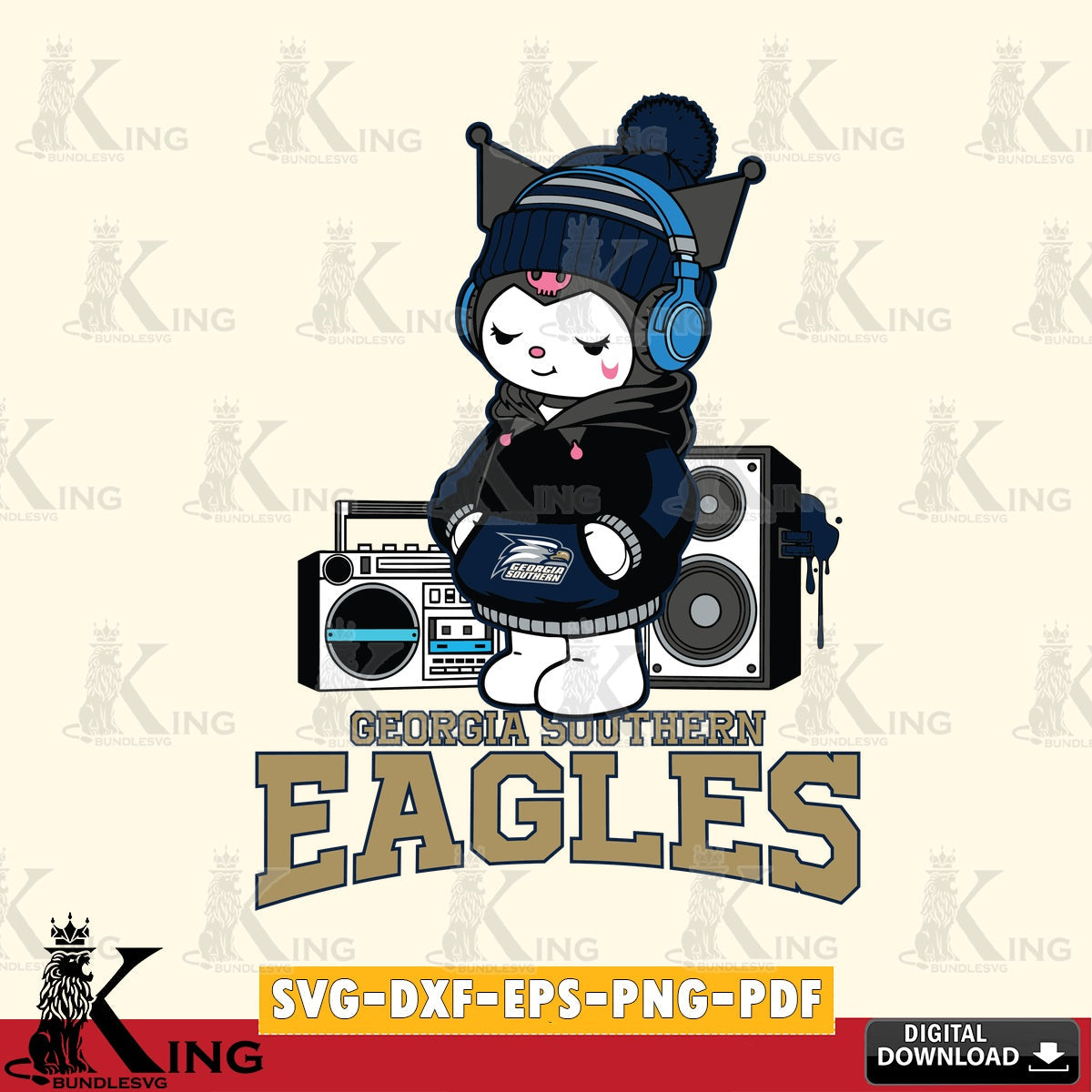Georgia Southern Eagles Kuromi Football Music SVG file, Cricut, Cut file  , Digital Download , Instant Download, Sanrio svg, Clipart