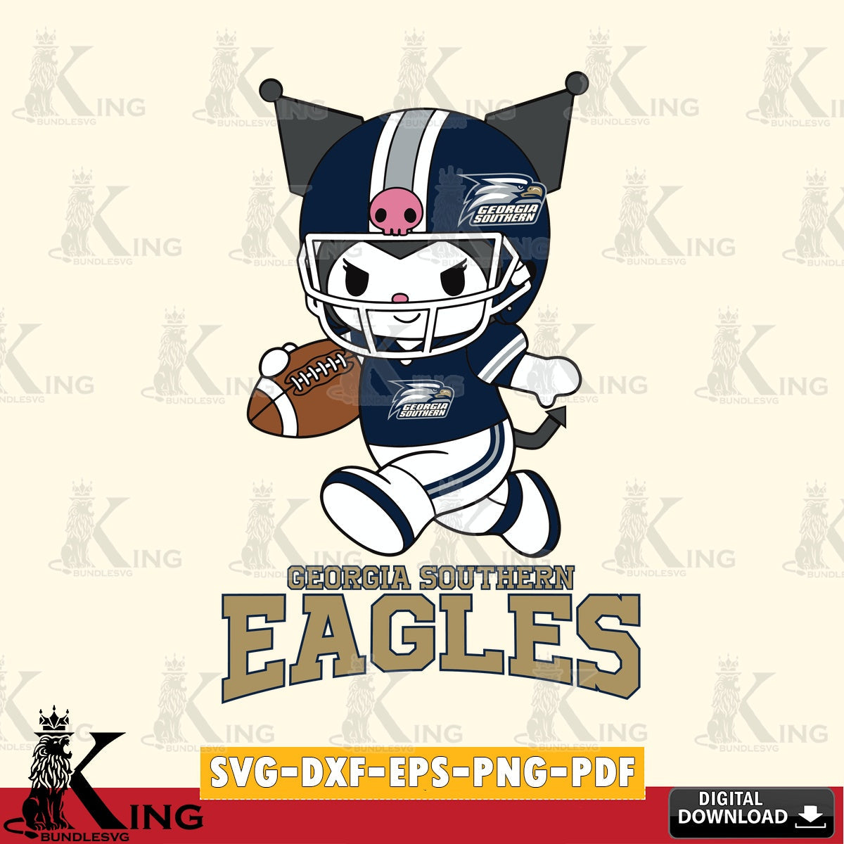 Georgia Southern Eagles Kuromi Football Run SVG file, Cricut, Cut file  , Digital Download , Instant Download, Sanrio svg, Clipart