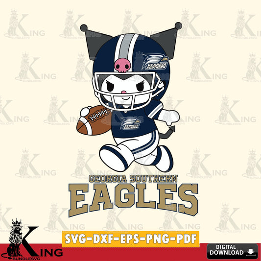Georgia Southern Eagles Kuromi Football Run SVG file, Cricut, Cut file  , Digital Download , Instant Download, Sanrio svg, Clipart