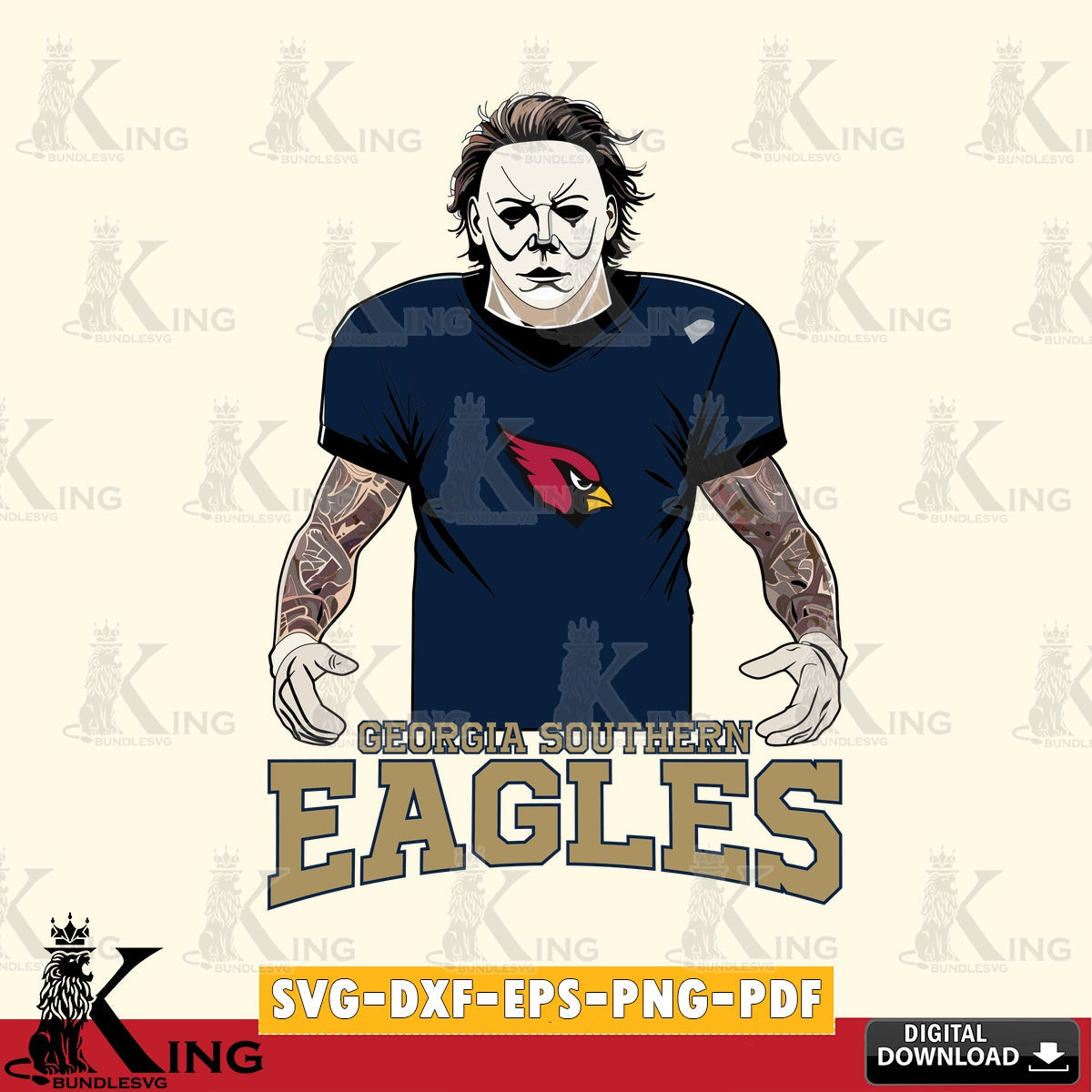 Stylish representation of Georgia Southern Eagles Michael Myers Tattoo Football, versatile clip art for stickers, decals, and mugs