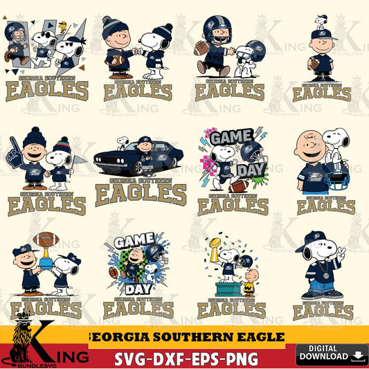 Georgia Southern Eagles Peanuts Football NCAA Bundle SVG, Cricut, Cut file  , Digital Download , Instant Download, Peanuts svg, NCAA svg, Football svg, Sport svg