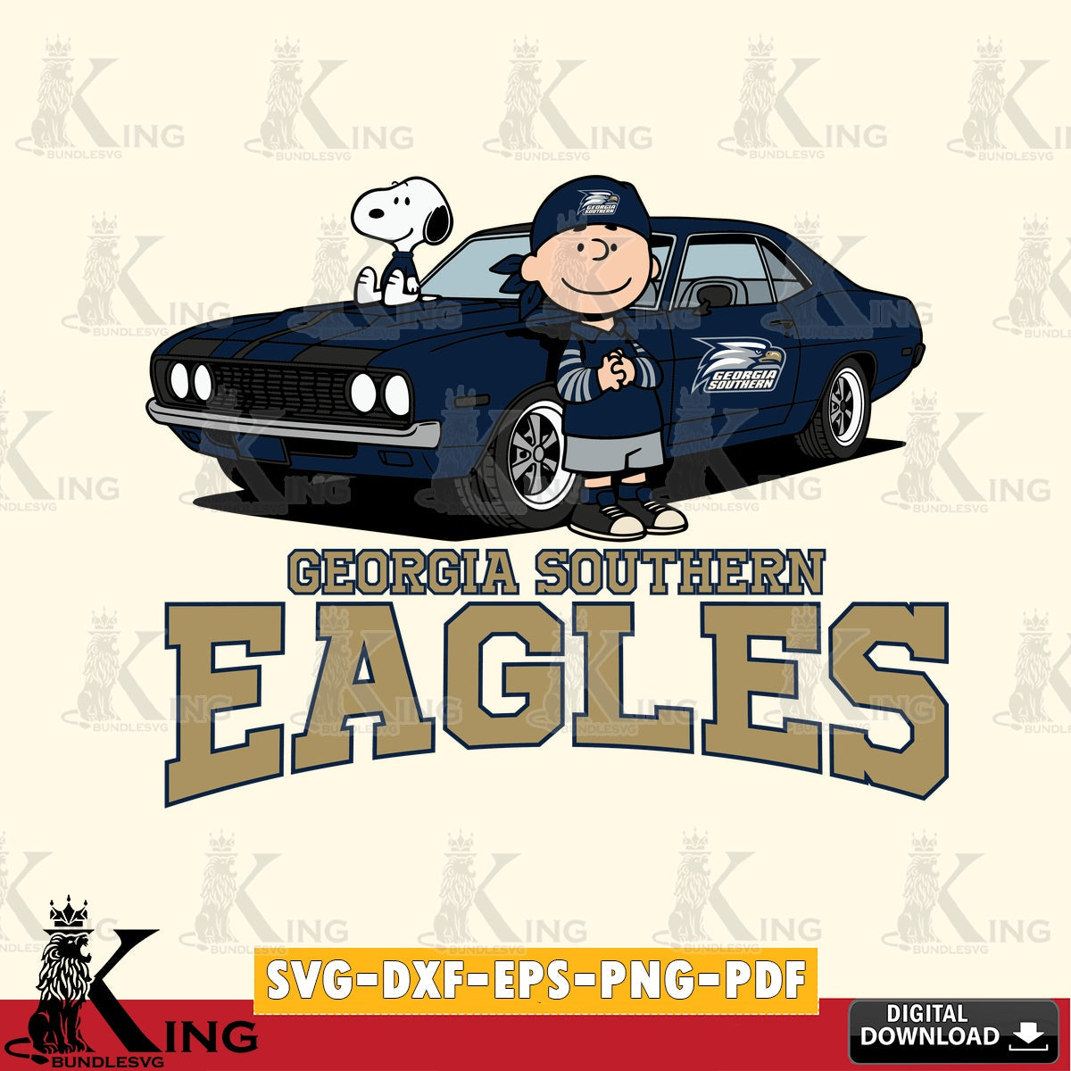 Georgia Southern Eagles Peanuts Muscle Car SVG, Cricut, Cut file  , Digital Download , Instant Download, Peanuts svg, NCAA svg, Football svg, Sport svg