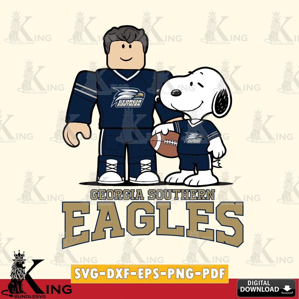 Georgia Southern Eagles Roblox & Snoopy Football SVG file , NCAA Cricut,  File cut , Digital Download , PDF File