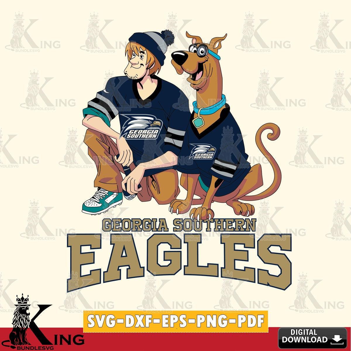 Digital download featuring Georgia Southern Eagles Shaggy and Scooby Doo football, a digital file for silhouette cameo and cricut