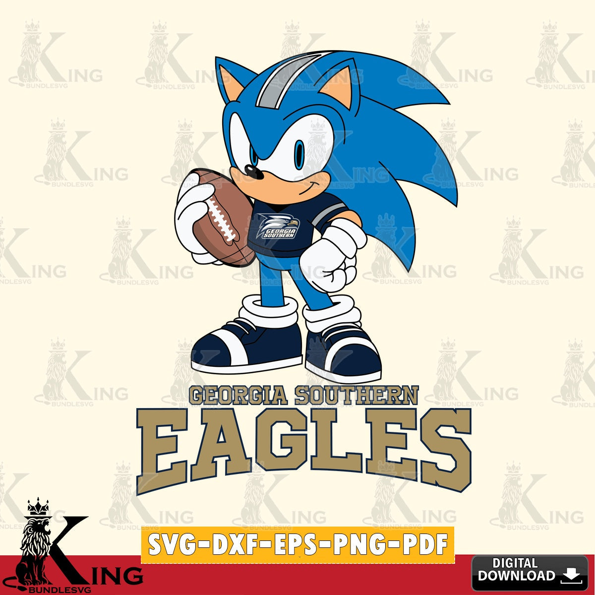 Beautiful illustration of Georgia Southern Eagles Sonic Game Day Ready digital clipart compatible with laser engraving and cutting