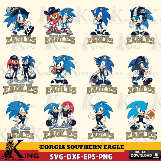 Mega bundle containing Georgia Southern Eagles Sonic & Knuckles NCAA Football SVG cut file for personalized gifts and laser