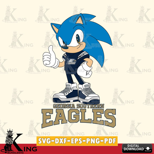 Eye-catching graphic of Georgia Southern Eagles Sonic Like Football, digital clipart compatible with laser engraving and cutting