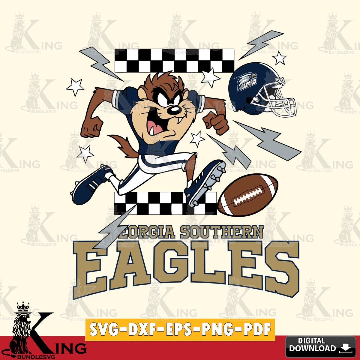 Georgia Southern Eagles Taz Football Lightning SVG file, Cut file  , Digital Download , Instant Download, Taz svg, NCAA svg