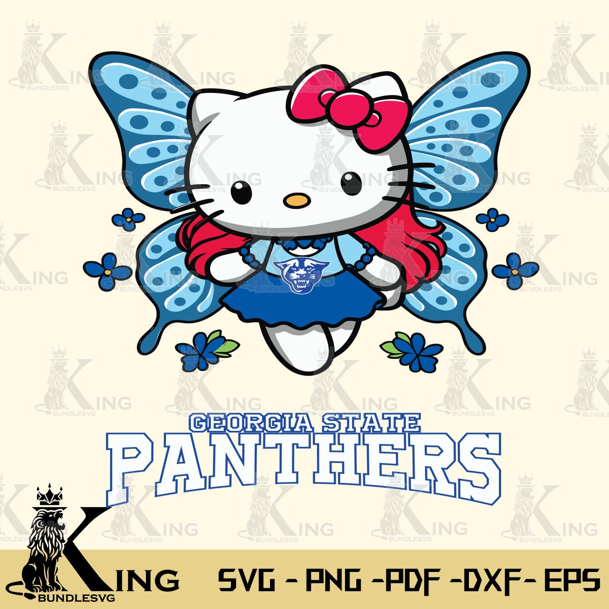 Georgia State Panthers Butterfly Kitty Charm Svg Eps Dxf Png File, Digital Download