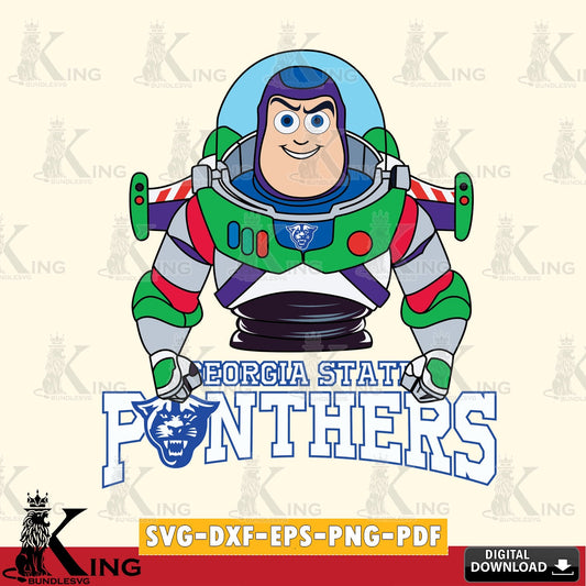 Eye-catching graphic of Georgia State Panthers Buzz Lightyear football, NCAA, vector art for engraving, cutting, and printing.
