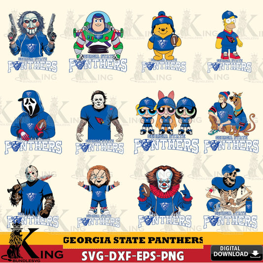 Complete bundle for Georgia State Panthers Cartoon Football NCAA cut file ideal for vinyl projects and T-shirt printing