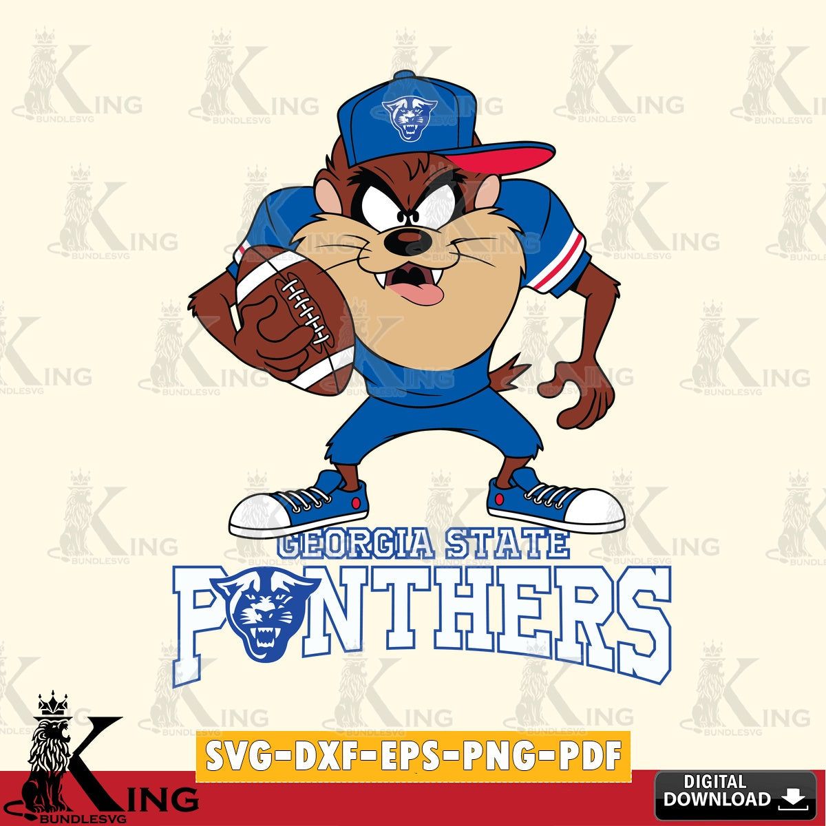 Georgia State Panthers Đồng phục bóng đá Taz SVG file, Cut file  , Digital Download , Instant Download, Taz svg, NCAA svg