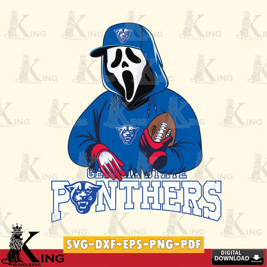 Custom design featuring Georgia State Panthers Ghostface Scream football player, high-quality vector for DIY scrapbooking and
