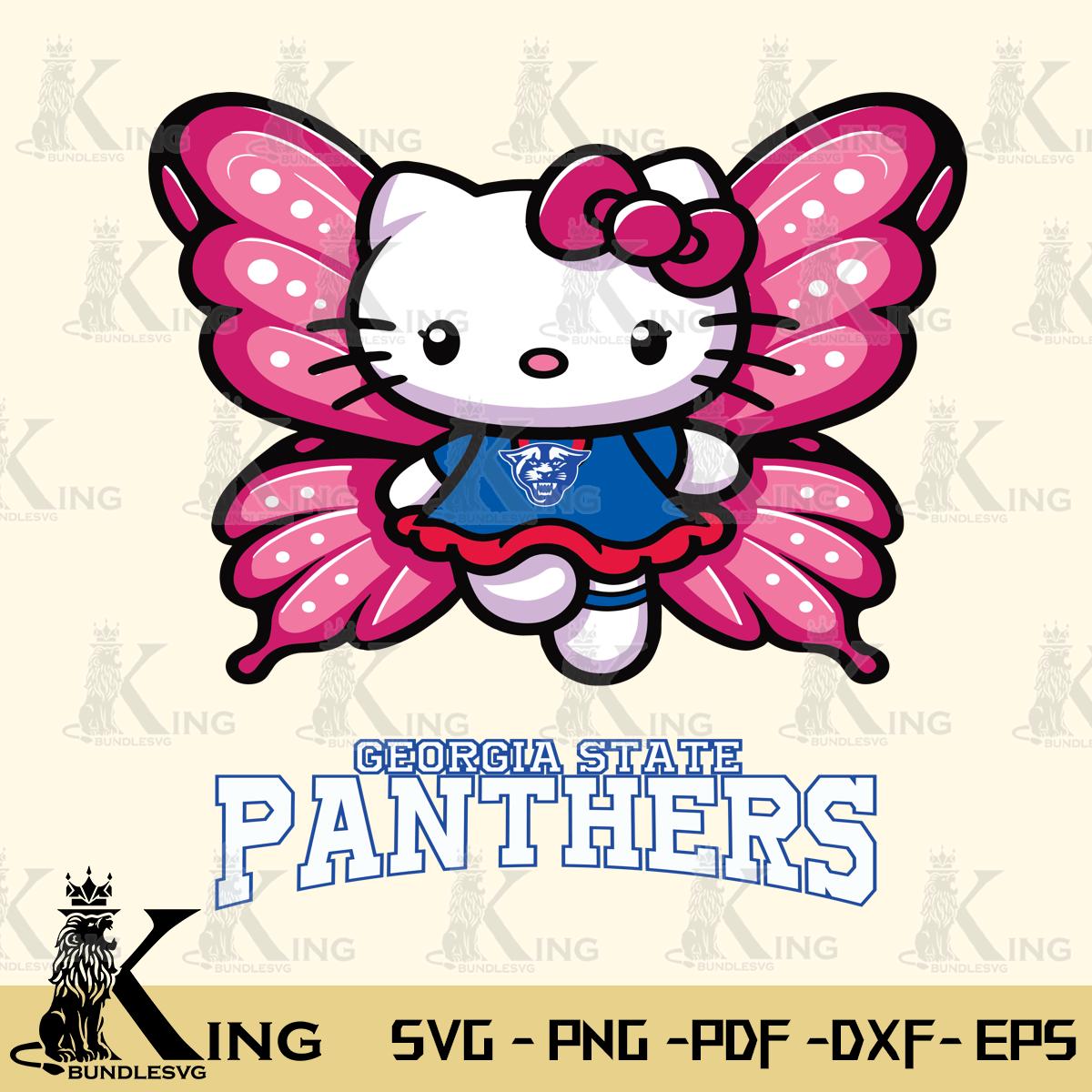 Georgia State Panthers Hello Kitty Dreamscape Svg Eps Dxf Png File, Digital Download