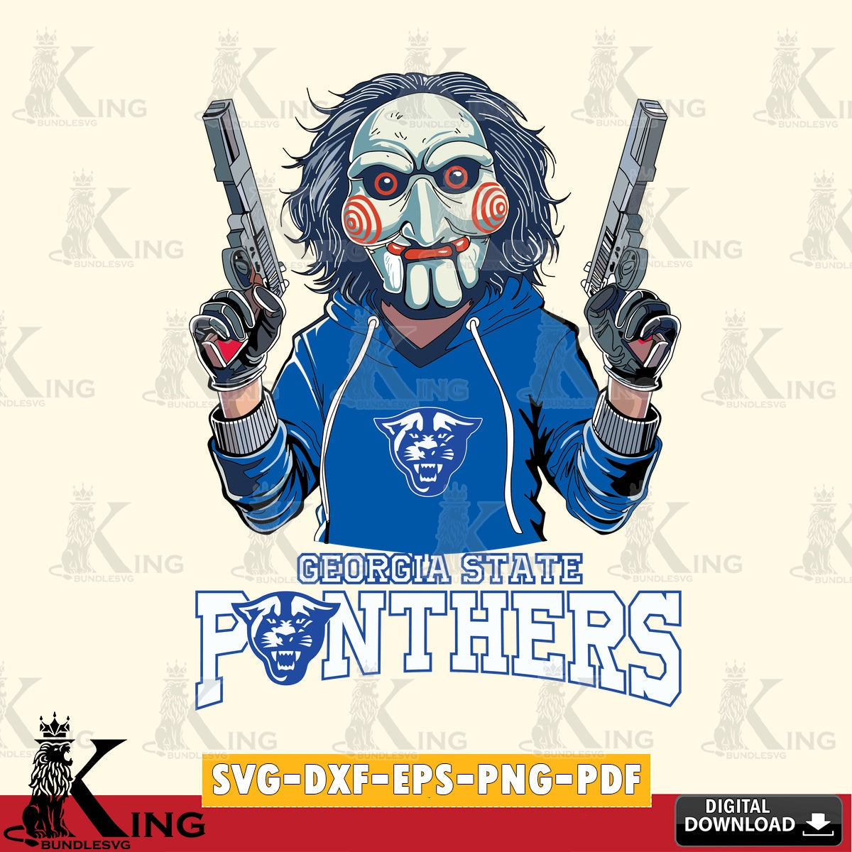 Digital clipart of Georgia State Panthers Jigsaw Billy Football printable vector design for sublimation and crafts