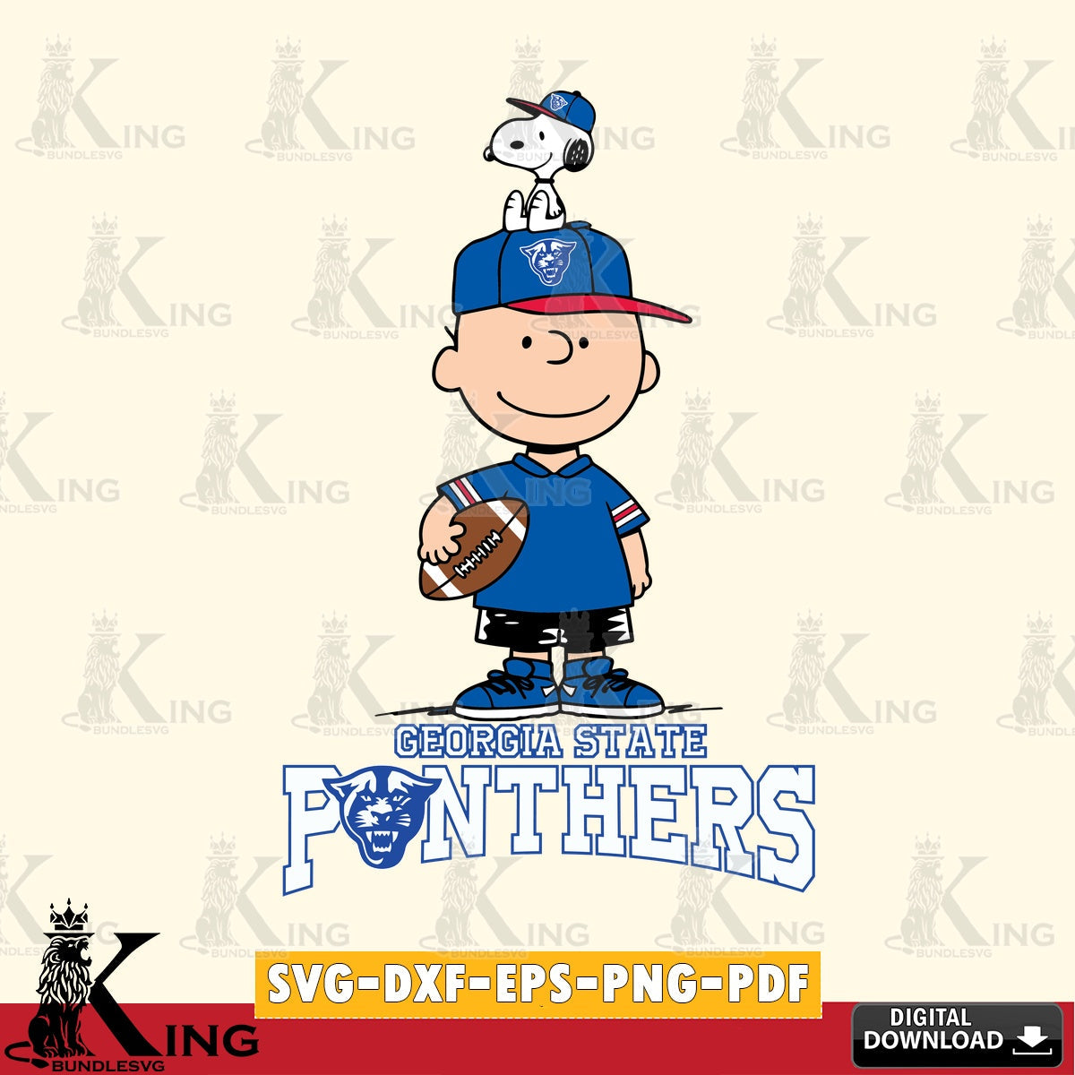 Georgia State Panthers Peanuts Football Rugby SVG, Cricut, Cut file  , Digital Download , Instant Download, Peanuts svg, NCAA svg, Football svg, Sport svg