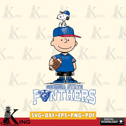 Georgia State Panthers Peanuts Football Rugby SVG, Cricut, Cut file  , Digital Download , Instant Download, Peanuts svg, NCAA svg, Football svg, Sport svg