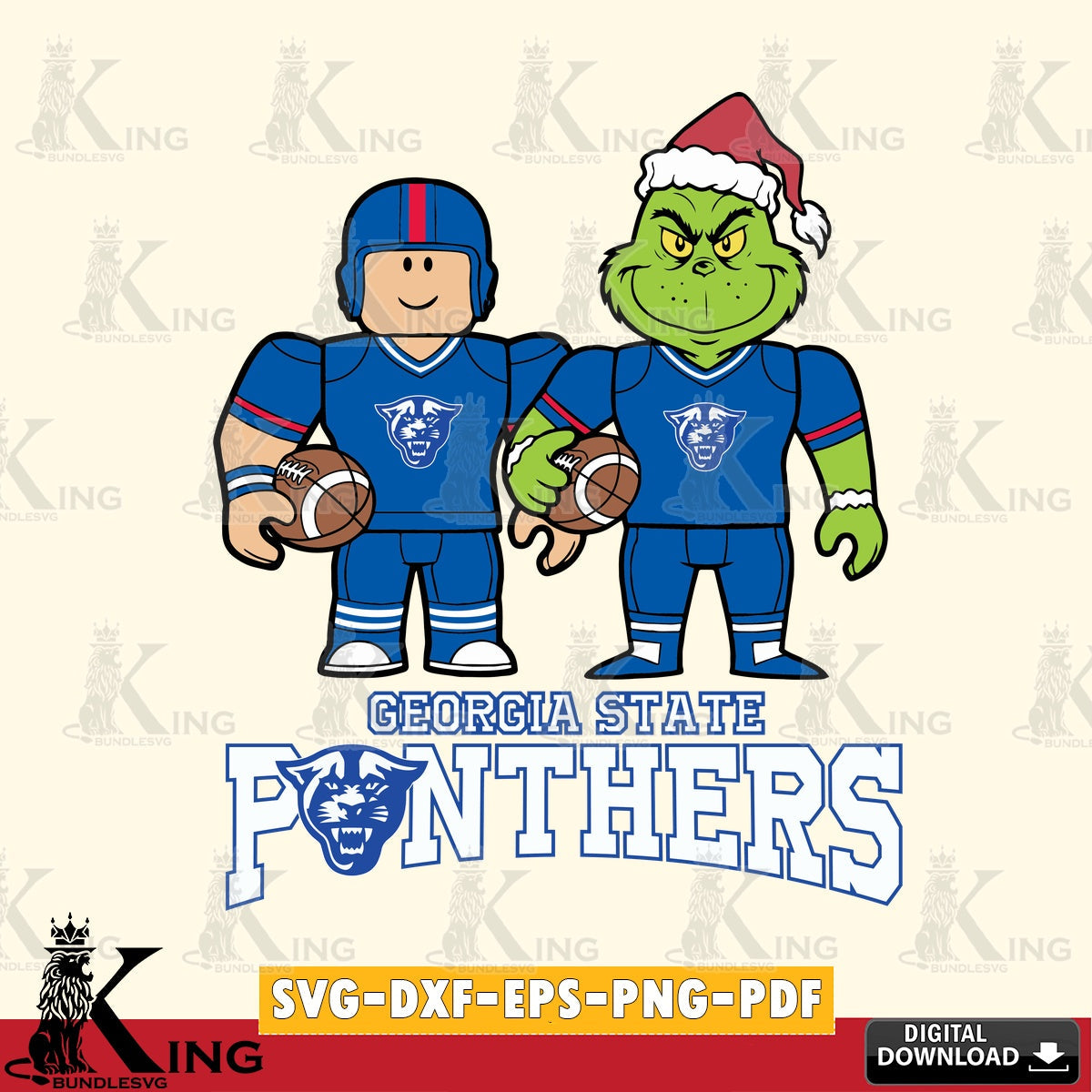 Georgia State Panthers Roblox & Grinch Football SVG file , NCAA Cricut,  File cut , Digital Download , PDF File