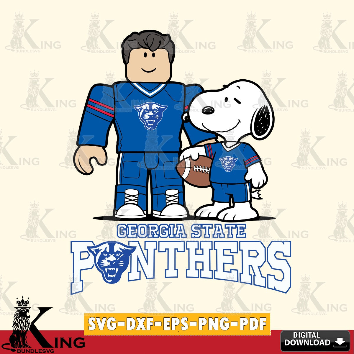 Georgia State Panthers Roblox & Snoopy Football SVG file , NCAA Cricut,  File cut , Digital Download , PDF File