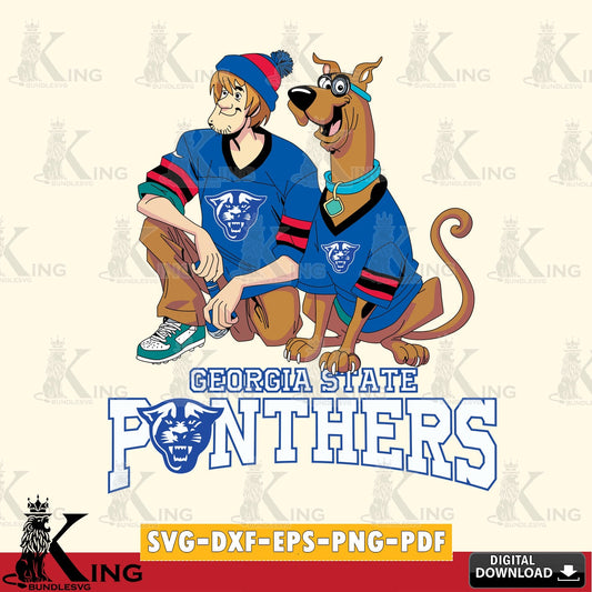 Unique artwork depicting Georgia State Panthers Shaggy and Scooby Doo football, crafting file for iron-on transfer and vinyl