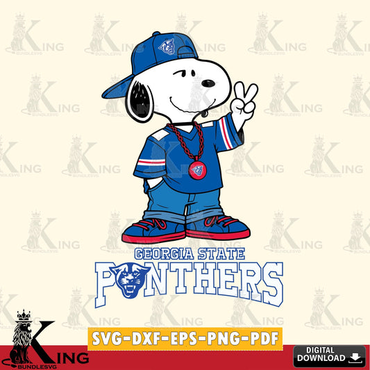 Georgia State Panthers Snoopy Say hi SVG, Cricut, Cut file  , Digital Download , Instant Download, Peanuts svg, NCAA svg, Football svg, Sport svg