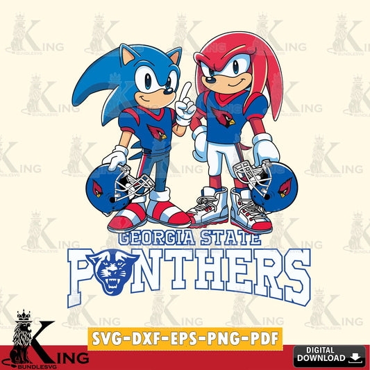 Eye-catching graphic of Georgia State Panthers Sonic and Knuckles Football, a digital download for Cricut Maker and paper crafts.