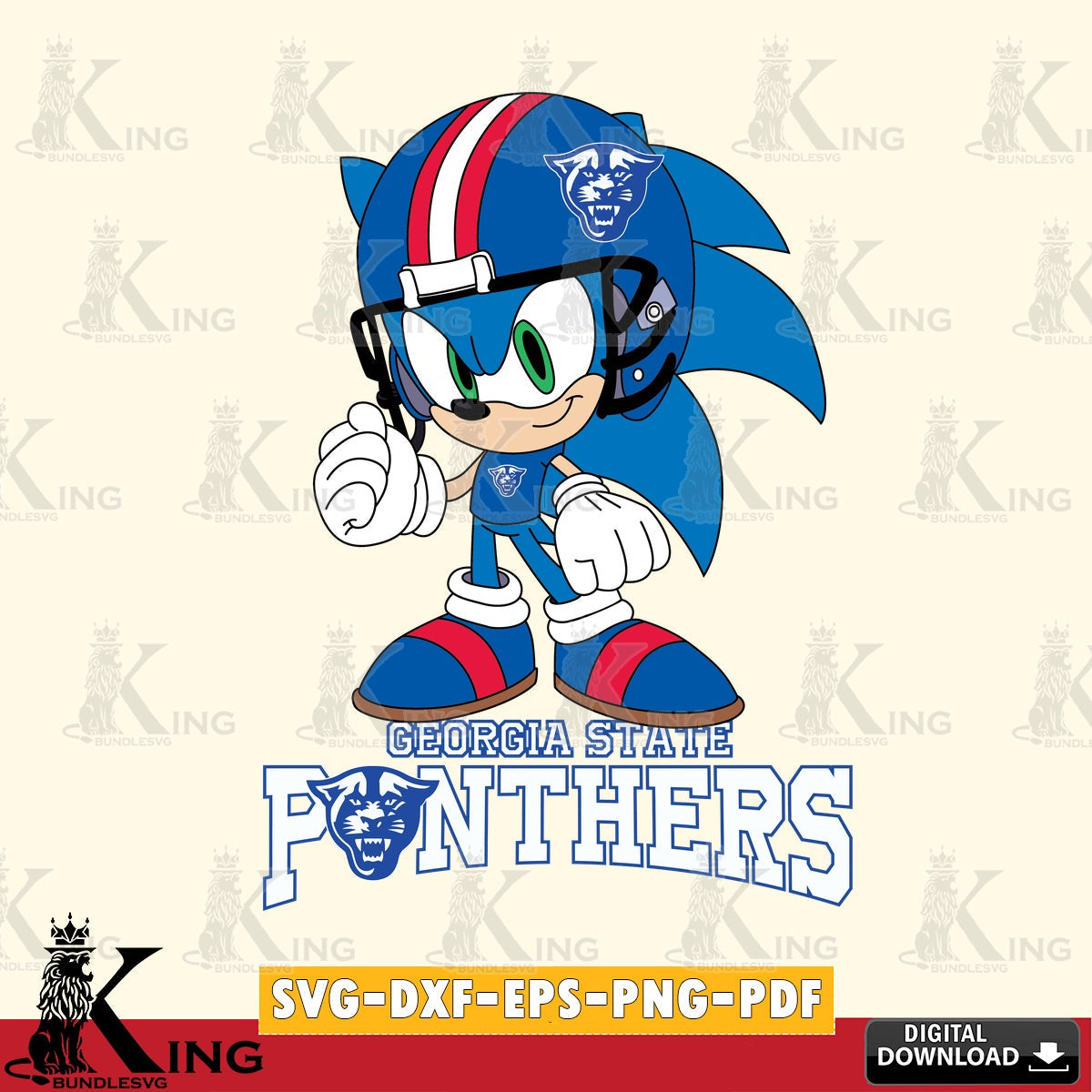 Georgia State Panthers Sonic Football Mascot SVG file, Vector , Digital Download , PDF File , Instant Download