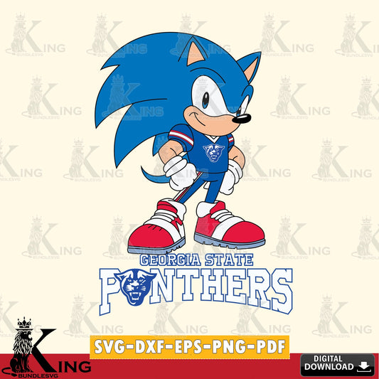 Stylish representation of Georgia State Panthers Sonic Football Star Mascot SVG PNG files perfect for Cricut and Silhouette