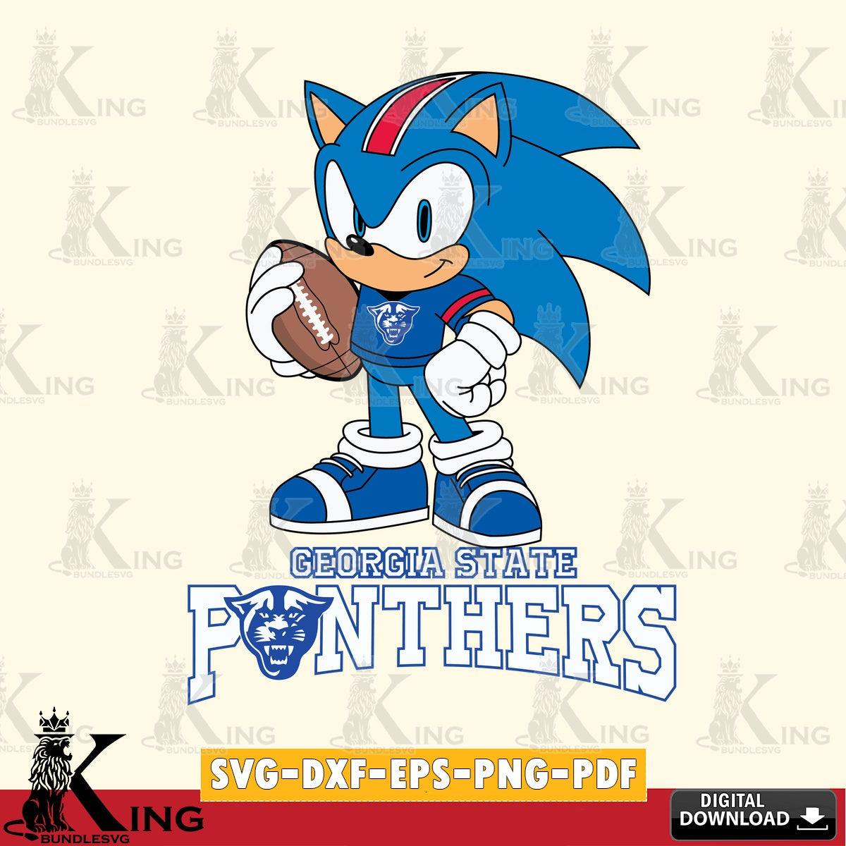 Digital download featuring Georgia State Panthers Sonic Game Day Ready, versatile clip art for stickers, decals, and mugs.