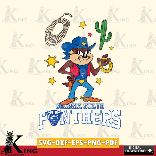 Georgia State Panthers Taz Cowboy Western SVG file, Cut file  , Digital Download , Instant Download, Taz svg, NCAA svg