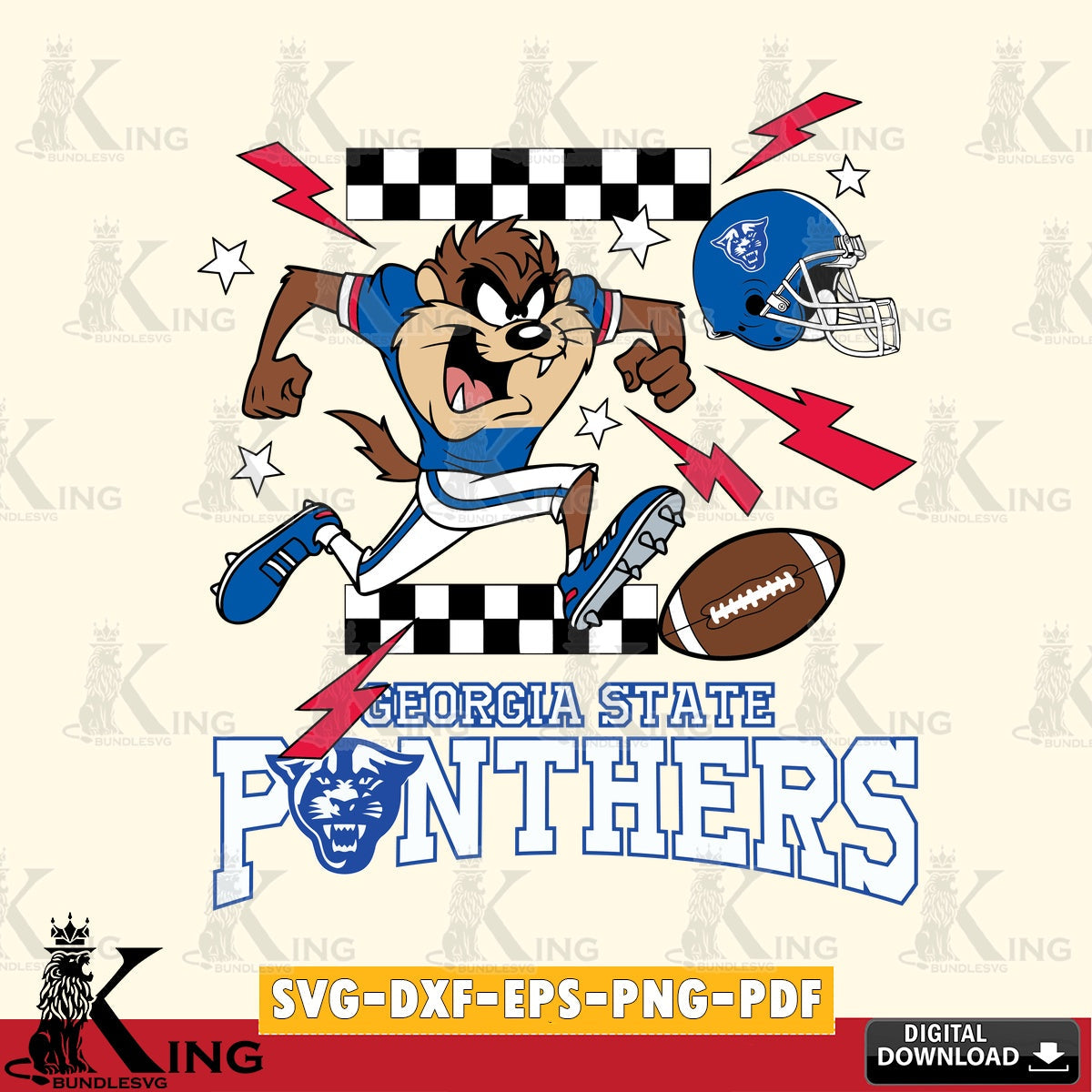 Georgia State Panthers Taz Football Lightning SVG file, Cut file  , Digital Download , Instant Download, Taz svg, NCAA svg