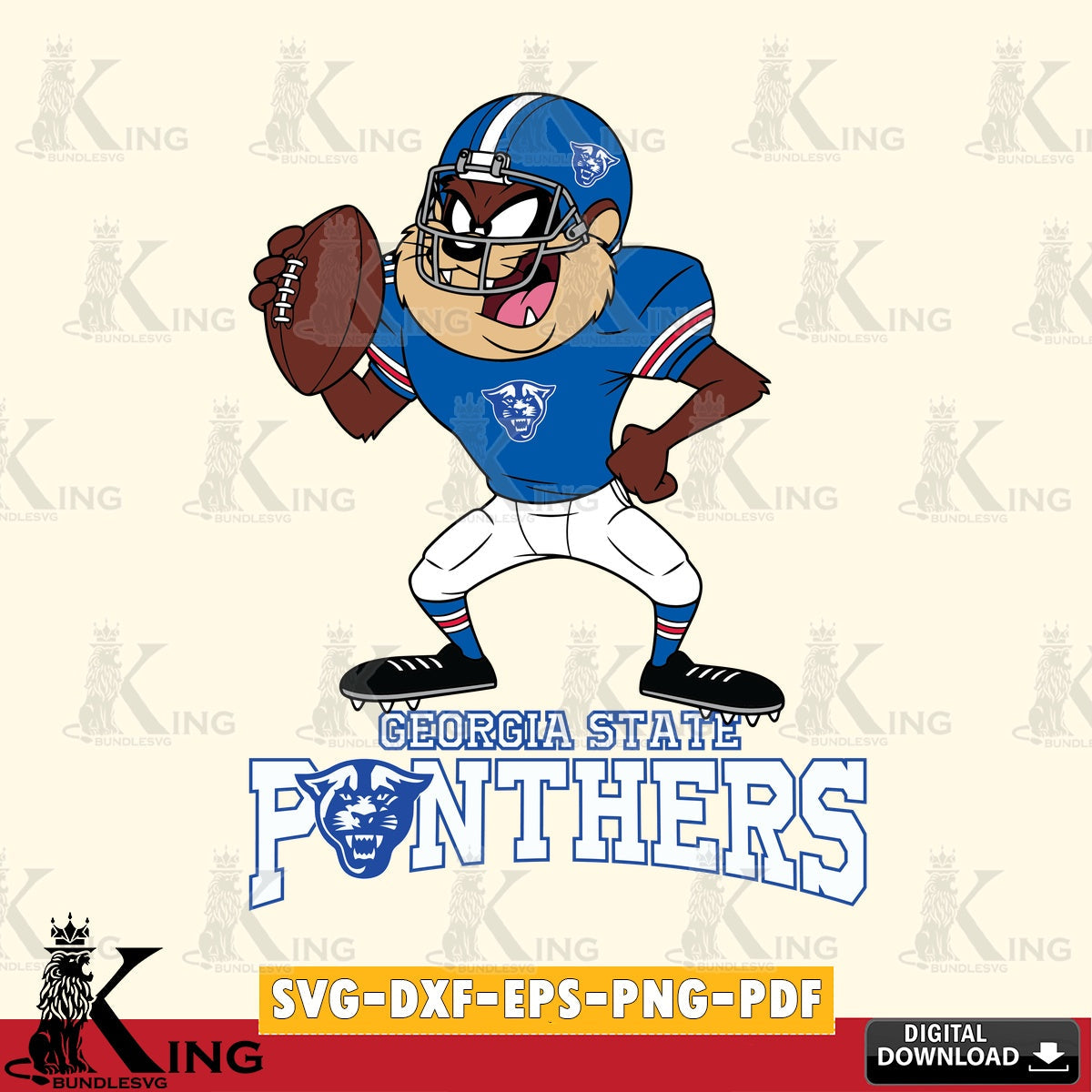 Georgia State Panthers Taz Football Player SVG file, Cut file  , Digital Download , Instant Download, Taz svg, NCAA svg