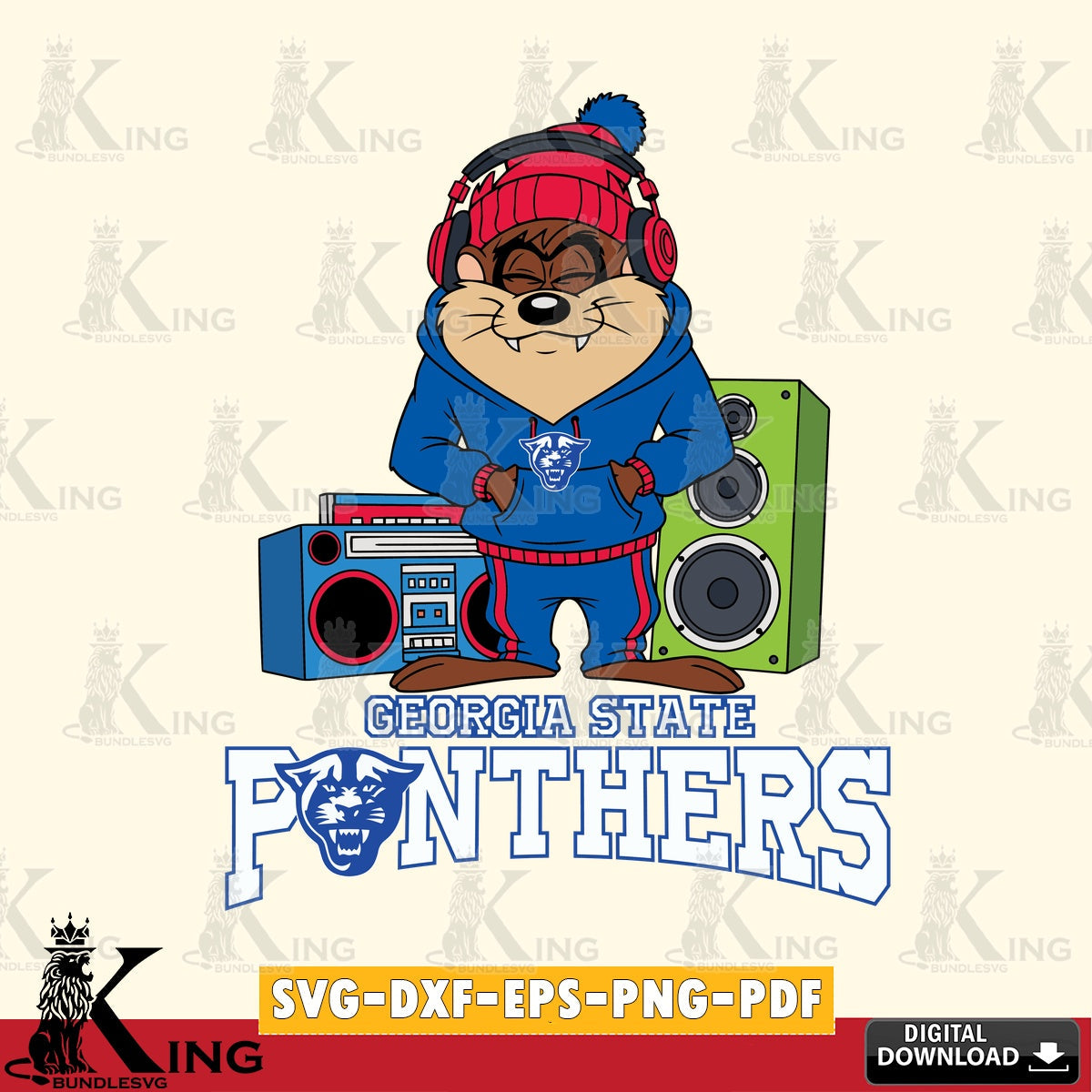 Georgia State Panthers Taz Hip Hop SVG file, Cut file  , Digital Download , Instant Download, Taz svg, NCAA svg